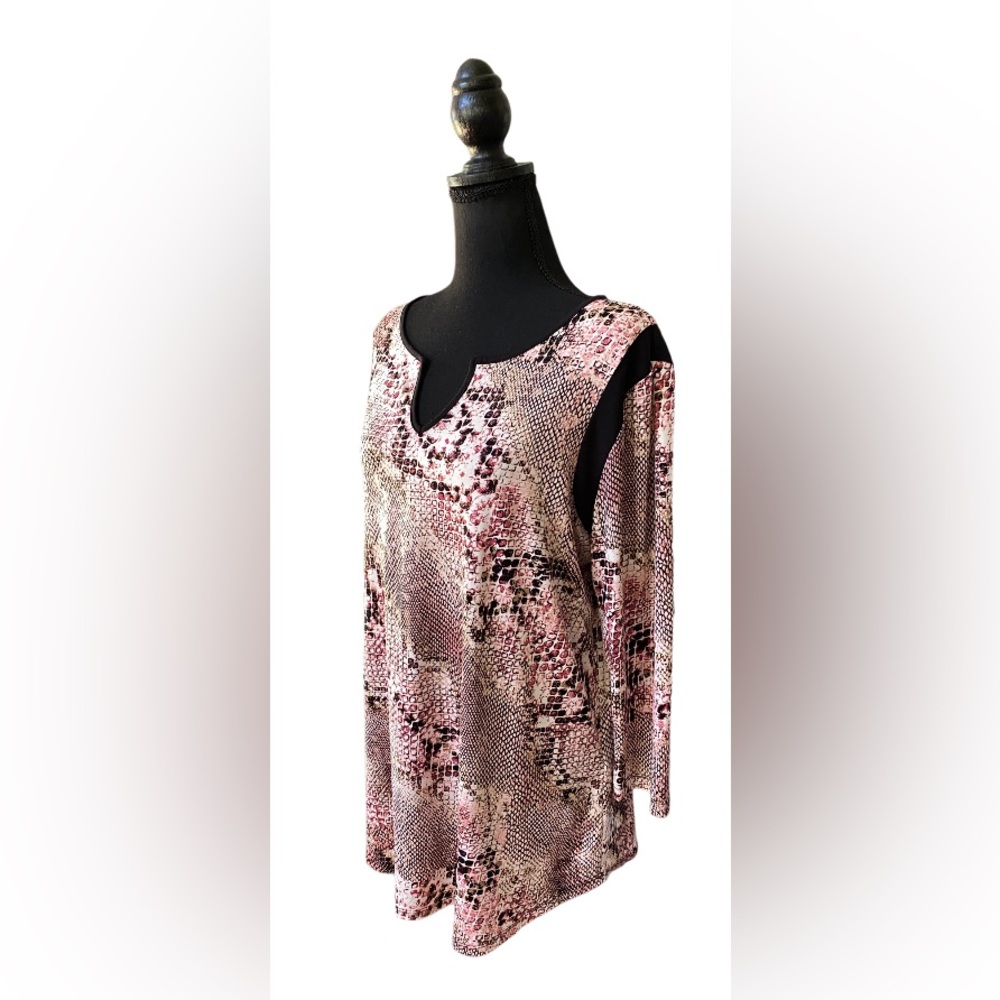 Emaline: Pink, White and Black Snakeskin Blouse
